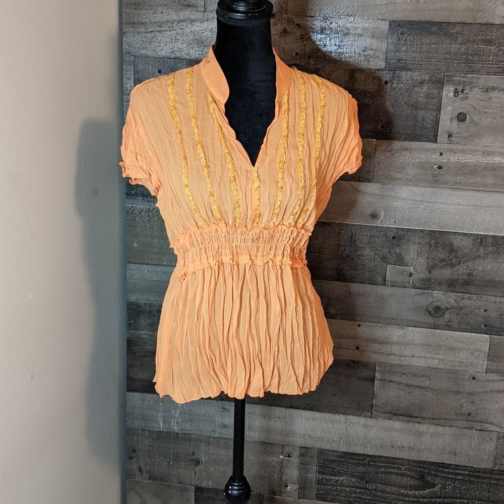 Piano Orange dressy top with beading L